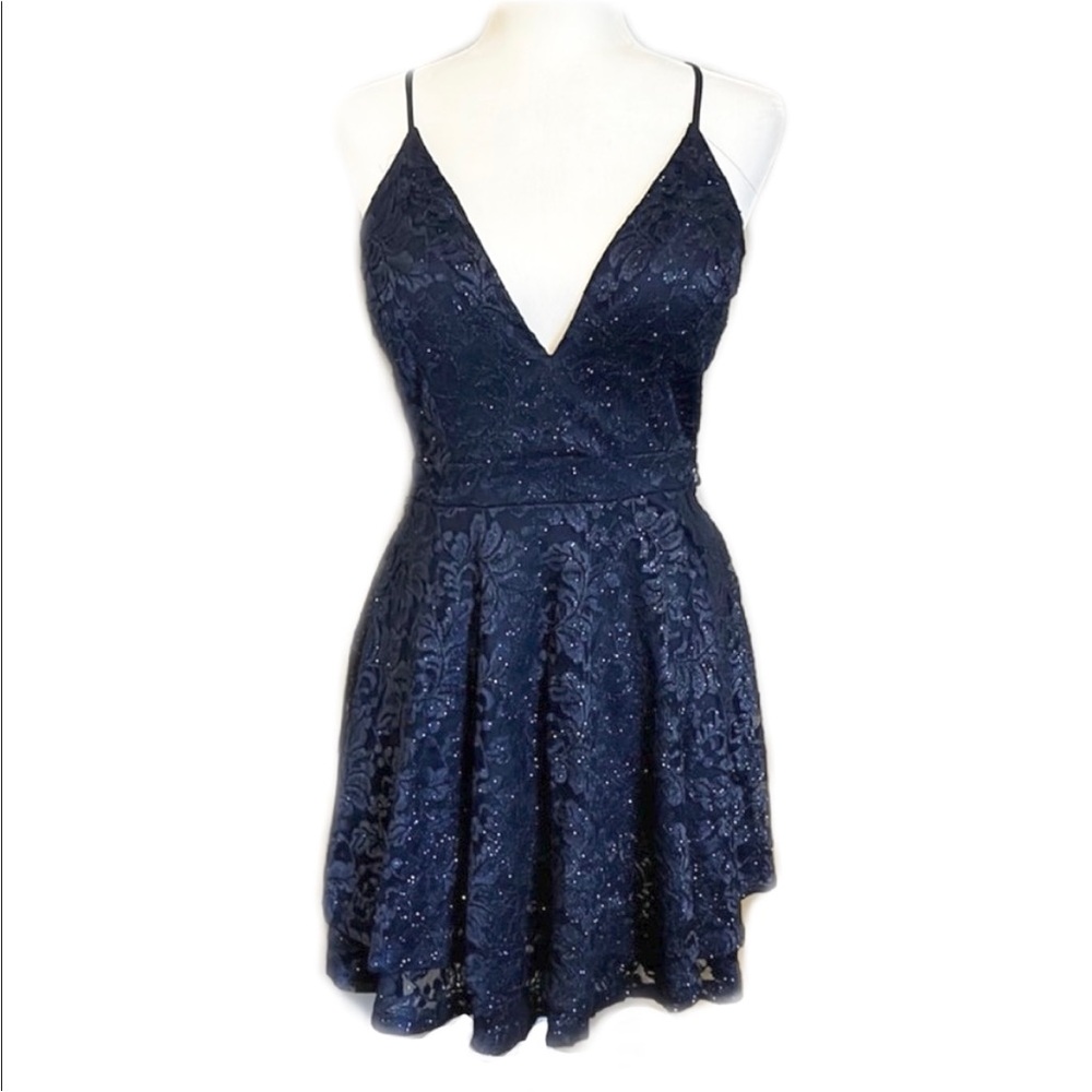 Windsor midnight blue shimmer lace party dance dress / Large